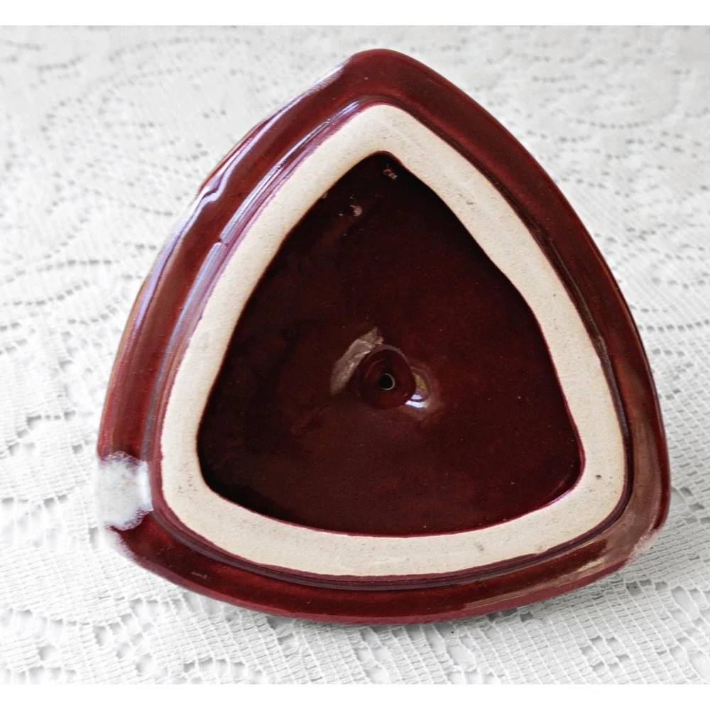 Mid-Century Candy Dish Bay Keramik West Germany Maroon White 1960s